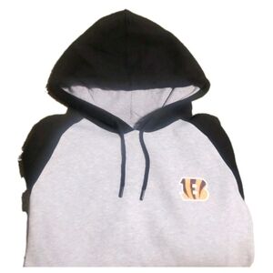 Cincinnati Bengals Unisex Black and Gray Hoodie with Logo Size XL